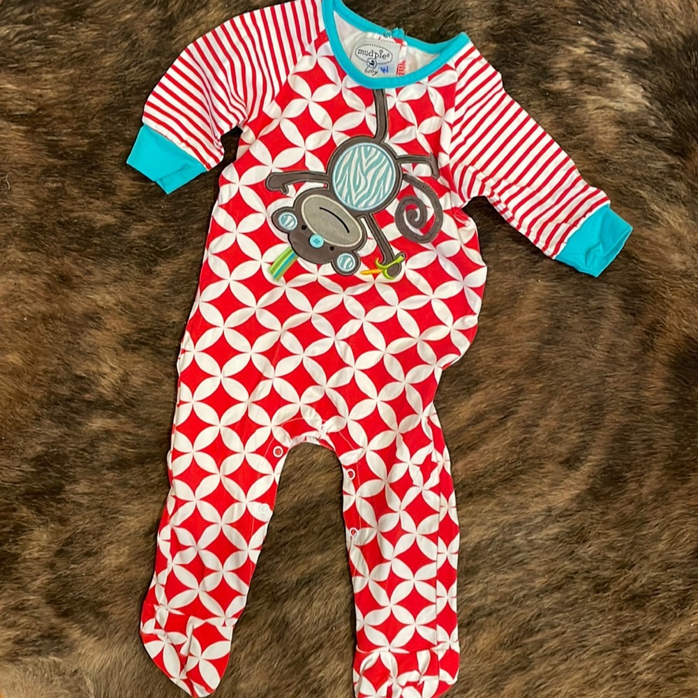 Mud Pie monkey onsie EUC
